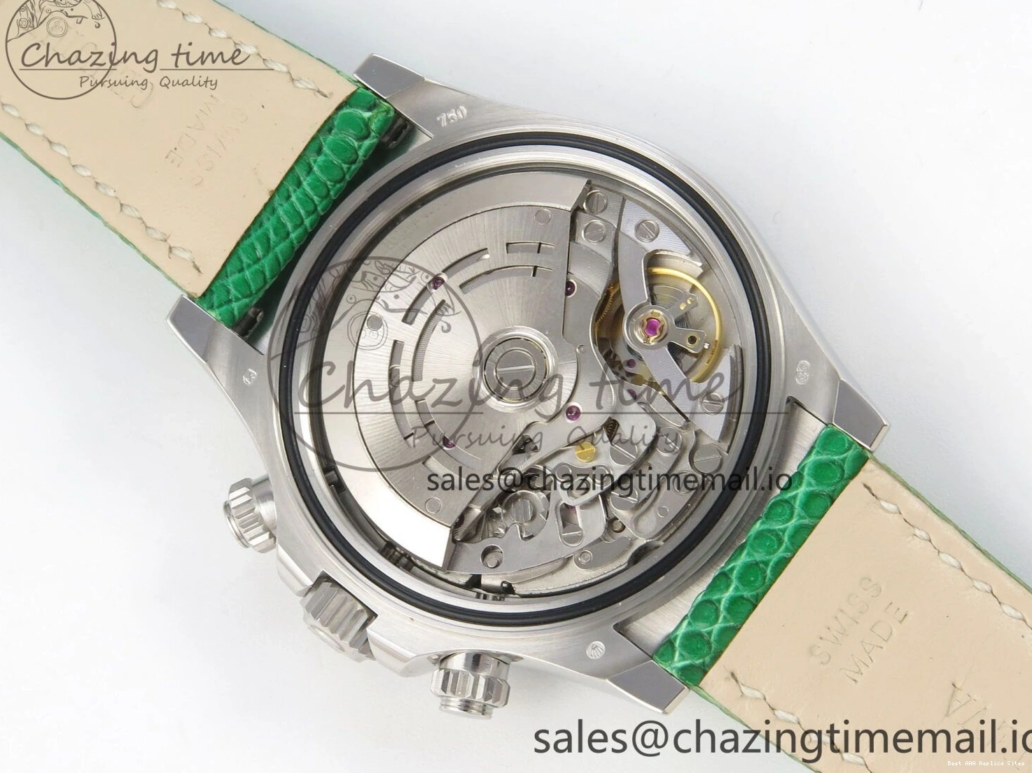Good Copy Rolex Watches Diamonds Green MPF 40mm Bezel Green Leather 326 Custom Strap Dial FreshLook Modded Daytona on SA 0110